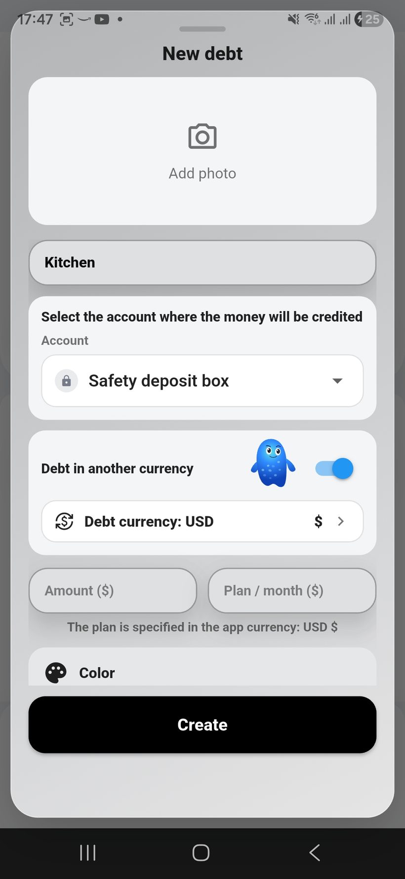 Debts — screen 2