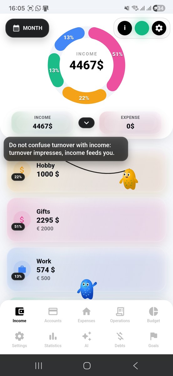 Экран доходов Freelife
